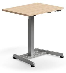 AJ Produkty Výškově nastavitelný stůl QBUS, 800x600 mm, stříbrná podnož, dub