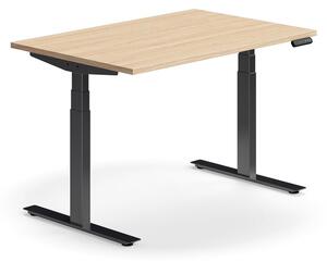 AJ Produkty Výškově nastavitelný stůl QBUS, 1200x800 mm, černá podnož, dub