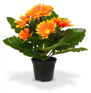 MF Umělá rostlina Gerbera v květináči (30cm) - oranžová