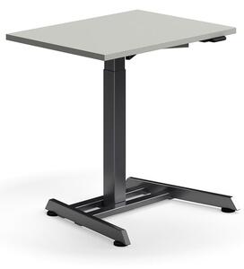 AJ Produkty Výškově nastavitelný stůl QBUS, 800x600 mm, černá podnož, světle šedá