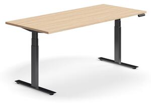 AJ Produkty Výškově nastavitelný stůl QBUS, 1800x800 mm, černá podnož, dub