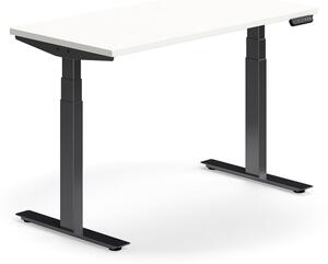 AJ Produkty Výškově nastavitelný stůl QBUS, 1200x600 mm, černá podnož, bílá