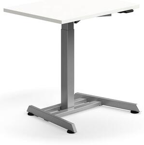 AJ Produkty Výškově nastavitelný stůl QBUS, 800x600 mm, stříbrná podnož, bílá