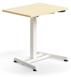 AJ Produkty Výškově nastavitelný stůl QBUS, 800x600 mm, bílá podnož, bříza