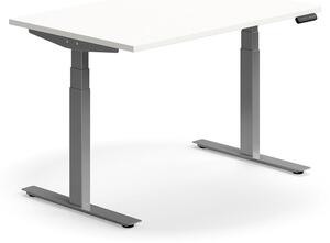 AJ Produkty Výškově nastavitelný stůl QBUS, 1200x800 mm, stříbrná podnož, bílá