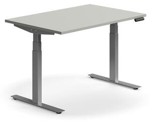 AJ Produkty Výškově nastavitelný stůl QBUS, 1200x800 mm, stříbrná podnož, světle šedá