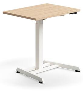 AJ Produkty Výškově nastavitelný stůl QBUS, 800x600 mm, bílá podnož, dub