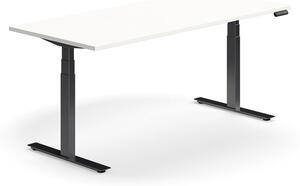 AJ Produkty Výškově nastavitelný stůl QBUS, 1800x800 mm, černá podnož, bílá