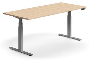 AJ Produkty Výškově nastavitelný stůl QBUS, 1800x800 mm, stříbrná podnož, dub