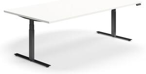 AJ Produkty Jednací stůl QBUS, výškově nastavitelný, obdélníkový, 2400x1200 mm, černá podnož, bílá