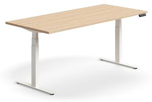 AJ Produkty Výškově nastavitelný stůl QBUS, 1800x800 mm, bílá podnož, dub