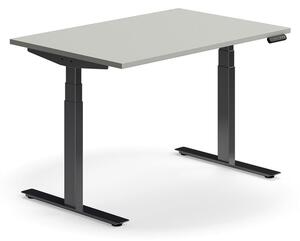 AJ Produkty Výškově nastavitelný stůl QBUS, 1200x800 mm, černá podnož, světle šedá