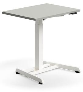 AJ Produkty Výškově nastavitelný stůl QBUS, 800x600 mm, bílá podnož, světle šedá