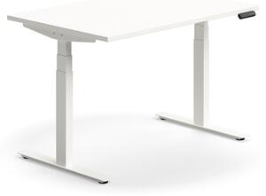 AJ Produkty Výškově nastavitelný stůl QBUS, 1200x800 mm, bílá podnož, bílá