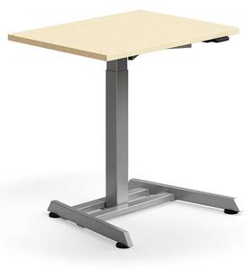 AJ Produkty Výškově nastavitelný stůl QBUS, 800x600 mm, stříbrná podnož, bříza