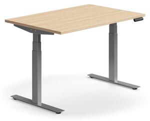 AJ Produkty Výškově nastavitelný stůl QBUS, 1200x800 mm, stříbrná podnož, dub