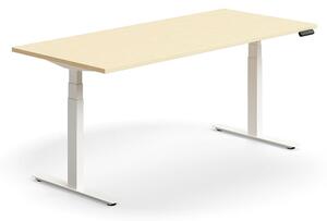 AJ Produkty Výškově nastavitelný stůl QBUS, 1800x800 mm, bílá podnož, bříza