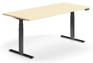 AJ Produkty Výškově nastavitelný stůl QBUS, 1800x800 mm, černá podnož, bříza
