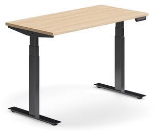 AJ Produkty Výškově nastavitelný stůl QBUS, 1200x600 mm, černá podnož, dub