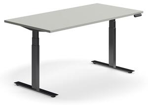 AJ Produkty Výškově nastavitelný stůl QBUS, 1600x800 mm, černá podnož, světle šedá