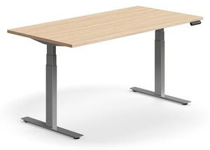 AJ Produkty Výškově nastavitelný stůl QBUS, 1600x800 mm, stříbrná podnož, dub