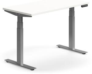 AJ Produkty Výškově nastavitelný stůl QBUS, 1200x600 mm, stříbrná podnož, bílá