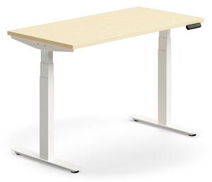 AJ Produkty Výškově nastavitelný stůl QBUS, 1200x600 mm, bílá podnož, bříza