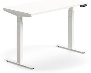 AJ Produkty Výškově nastavitelný stůl QBUS, 1200x600 mm, bílá podnož, bílá
