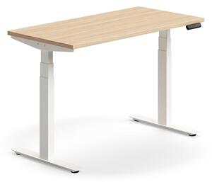 AJ Produkty Výškově nastavitelný stůl QBUS, 1200x600 mm, bílá podnož, dub