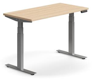 AJ Produkty Výškově nastavitelný stůl QBUS, 1200x600 mm, stříbrná podnož, dub