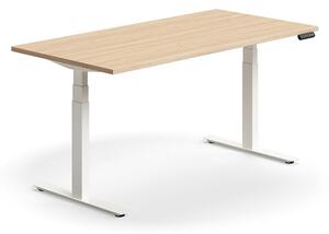AJ Produkty Výškově nastavitelný stůl QBUS, 1600x800 mm, bílá podnož, dub