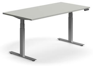 AJ Produkty Výškově nastavitelný stůl QBUS, 1600x800 mm, stříbrná podnož, světle šedá