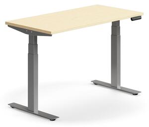 AJ Produkty Výškově nastavitelný stůl QBUS, 1200x600 mm, stříbrná podnož, bříza