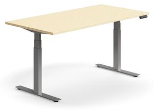 AJ Produkty Výškově nastavitelný stůl QBUS, 1600x800 mm, stříbrná podnož, bříza
