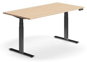 AJ Produkty Výškově nastavitelný stůl QBUS, 1600x800 mm, černá podnož, dub