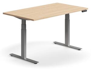 AJ Produkty Výškově nastavitelný stůl QBUS, 1400x800 mm, stříbrná podnož, dub