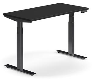 AJ Produkty Výškově nastavitelný stůl QBUS, 1200x600 mm, černá podnož, černá
