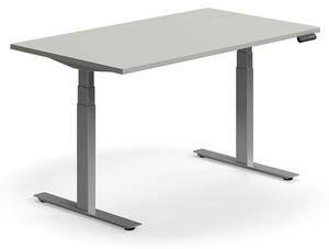 AJ Produkty Výškově nastavitelný stůl QBUS, 1400x800 mm, stříbrná podnož, světle šedá
