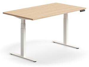 AJ Produkty Výškově nastavitelný stůl QBUS, 1400x800 mm, bílá podnož, dub