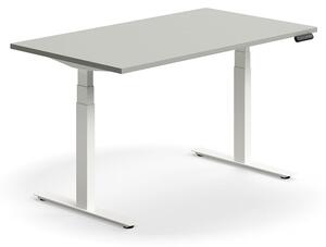 AJ Produkty Výškově nastavitelný stůl QBUS, 1400x800 mm, bílá podnož, světle šedá
