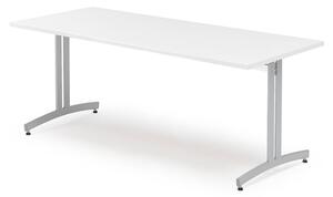 AJ Produkty Stůl SANNA, 1800x800x720 mm, stříbrná/bílá