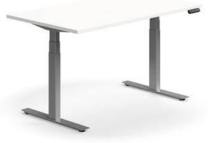 AJ Produkty Výškově nastavitelný stůl QBUS, 1400x800 mm, stříbrná podnož, bílá