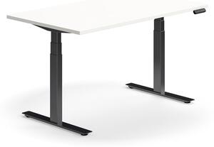 AJ Produkty Výškově nastavitelný stůl QBUS, 1400x800 mm, černá podnož, bílá