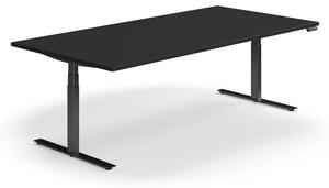 AJ Produkty Jednací stůl QBUS, výškově nastavitelný, 2400x1200 mm, obdélníkový, černá podnož, černá