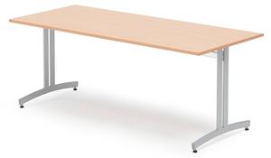 AJ Produkty Stůl SANNA, 1800x800x720 mm, stříbrná/buk