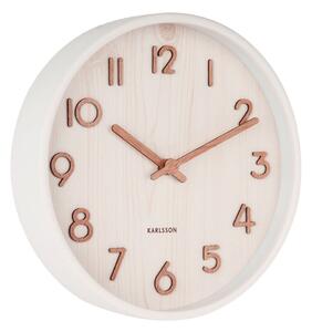 Bílé nástěnné hodiny z lipového dřeva Karlsson Pure Small, ø 22 cm