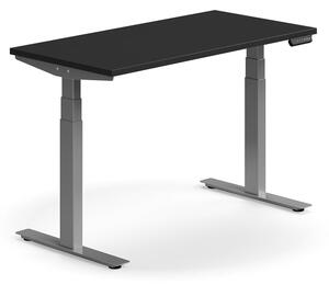 AJ Produkty Výškově nastavitelný stůl QBUS, 1200x600 mm, stříbrná podnož, černá