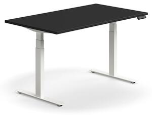 AJ Produkty Výškově nastavitelný stůl QBUS, 1400x800 mm, bílá podnož, černá