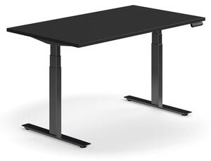 AJ Produkty Výškově nastavitelný stůl QBUS, 1400x800 mm, černá podnož, černá