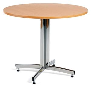 AJ Produkty Kulatý stůl SANNA, Ø900x720 mm, chrom/buk